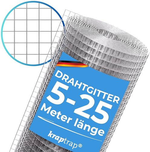 KrapTrap 10x10mm Masche I Volierendraht Drahtgitter Drahtzaun Käfigzaun Hasendraht (1m x 25m)