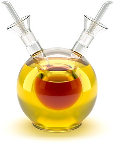 Balvi - Sfera aceitera Doble. Aceitera y vinagrera esférica de 125 ml en Vidrio. Sistema antigoteo