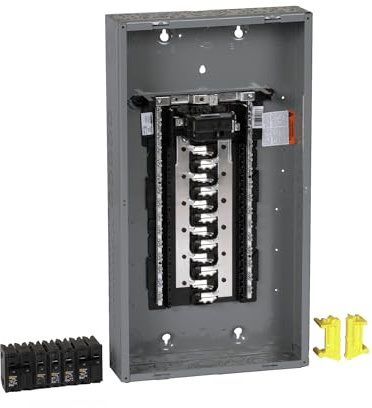 Square D by Schneider Electric HOM2448M100PCVP Homeline Centre de charge du disjoncteur principal intérieur 100 A, 24 espaces, 48 circuits avec couvercle, lot économique (prêt à être branché neutre)
