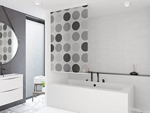 Tropik Home Shower Curtain Roller Blind 120cm wide x 240cm Drop, With Circles Design, Stylish Alternative to Shower Curtain, Waterproof