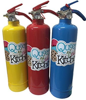 Queen of Kitchen Multi Purpose 1 KG ABC Dry Powder FIRE Extinguisher. Fully CE Marked Ideal for Homes Kitchens CARAVANS Workplace Shops Restaurants Cafe Bars Pub ETC. FIRE Rating 8A 21B C (RED)