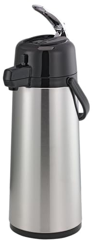 Service Ideas ECAL22S Eco-Air Airpot with Lever Lid, Insulated Beverage Dispenser, Thermal Coffee Carafe, 2.2 Liter, Glass vacuum insulated