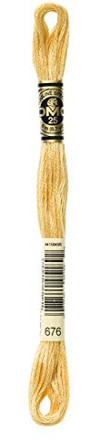 DMC 117–676 sticktwist gjord av sex trådar, bomull, ljust gammalt guld, 8 m