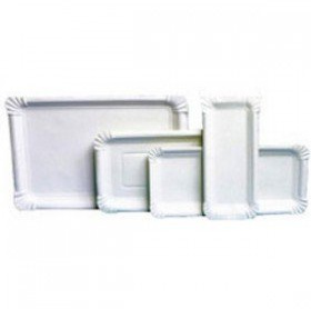 125 Teller Pappe eckig 21 cm x 29 cm weiss Pappteller Kuchenteller