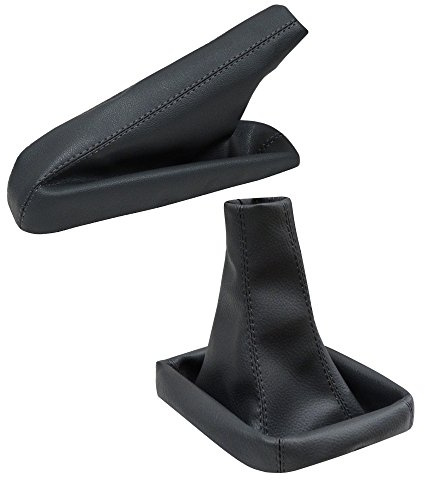 AERZETIX - Satz schaltsack + handbremssack - Kunstleder - Farbe grau Leder - für Auto