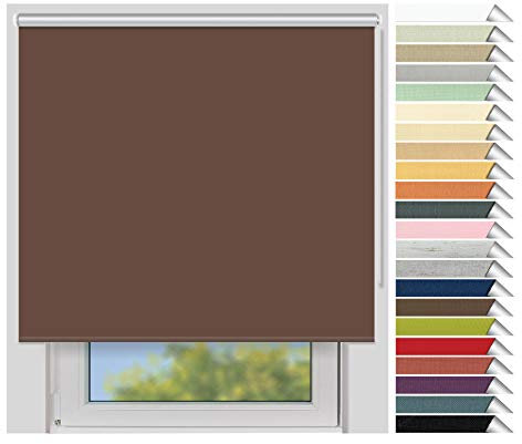 EFIXS Thermorollo Medium - 25 mm Welle - Breiten: 60-240 cm - Höhen bis 240 cm - Hier: 200 cm x 190 cm (Stoffbreite x Höhe) - braun (066) - Hitzeschutzrollo - Verdunklungsrollo