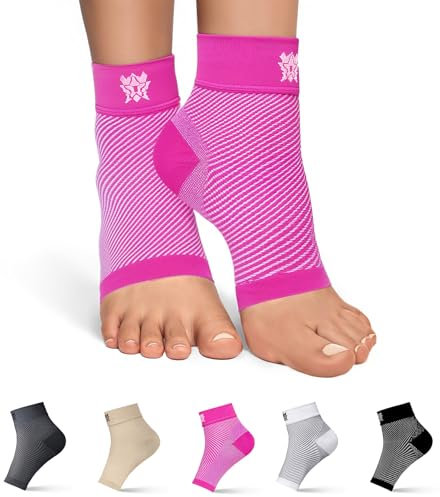 Bitly - Chaussettes pour fasciite plantaire (1 paire), chevillère de compression rose de qualité supérieure. Soulagement rapide du gonflement et des douleurs au pied. Favorise la circulation sanguine
