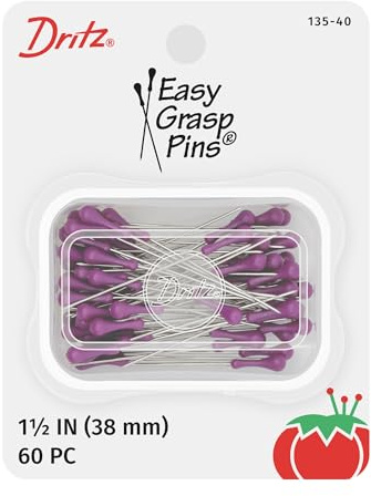 Dritz Easy Grasp Pins-Purple, Multicoloured, 1-1/2-Inch (38mm) (60-Count)
