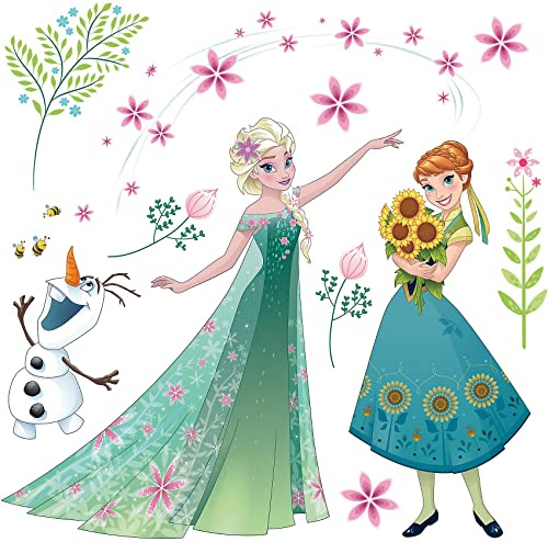 Komar Fenstersticker Frozen Flower Größe 31 x 31 cm, 2 Bogen Fensteraufkleber, Kinderzimmer, Mädchen 16407 Bunt