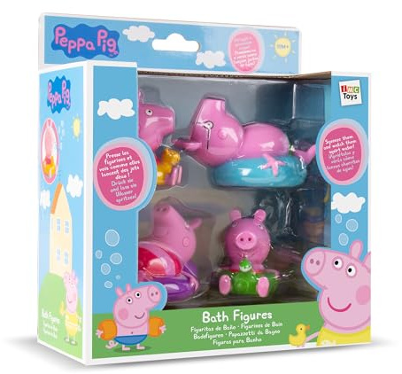 Peppa Pig Packung mit 4 Figuren | Badespielzeug mit 4 Puppen, die im Wasser Schwimmen - Geschenk für Baby, Junge und Mädchen ab 18 Monaten