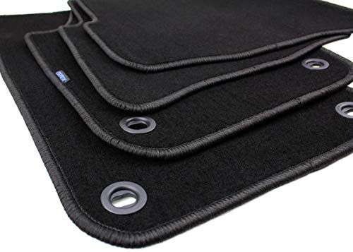 kfz-premiumteile24 Fußmatten kompatibel mit Polo 9N Baujahr 2002-2009 Velours Automatten Stoffmatten Premium Qualität 4-teilig schwarz mit Drehknebel