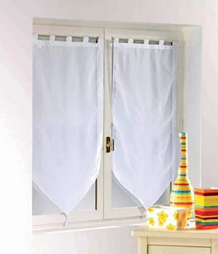 Douceur d'Intérieur, Paire de Voilages à Passants (2 x 60 x 160 cm) Voiline Blanc, Voile Uni
