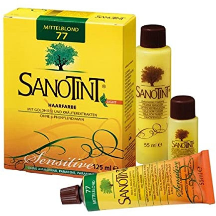 Sanotint - Haarfarbe sensitive Nr. 77 Mittelblond - 1x 125 ml - Naturnahe Haarfarbe mit wertvollen pflanzlichen Wirkstoffen