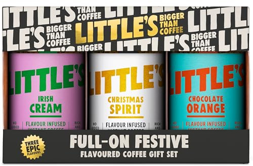 Little's Christmas Coffee Set, 3 Pack (50g x 3) - Festive Gift Set, Flavours: Christmas Spirit, Irish Cream, Chocolate Orange - Vegan Friendly, Low Calories, No Added Sugar