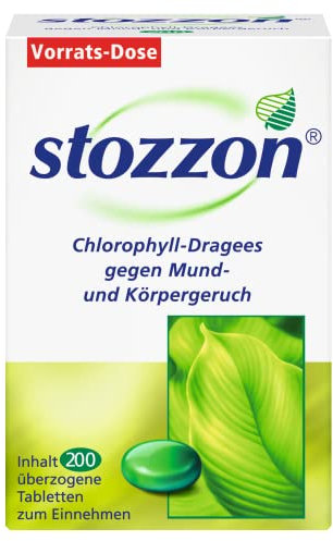 Stozzon Chlorophyll-Dragees 20 mg überzogene Tabletten – Mundgeruch und Körpergeruch wirksam vorbeugen – 200 Dragees