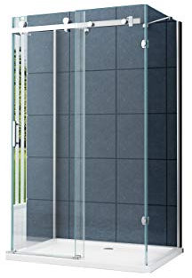 U Duschkabine Dusche Schiebetür Nischentür Vannes 100 x 80 x 200cm / 8 mm/Inkl. Duschtasse + Siphon