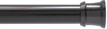 Kenney KN609C/5 Twist & Fit No Tools Camlock Tension Easy Install Shower Curtain Rod with Non-Slip, Non-Scratch Ends, 42-72 Adjustable Length, Black, 1 Diameter Rust Resistant Steel Tube