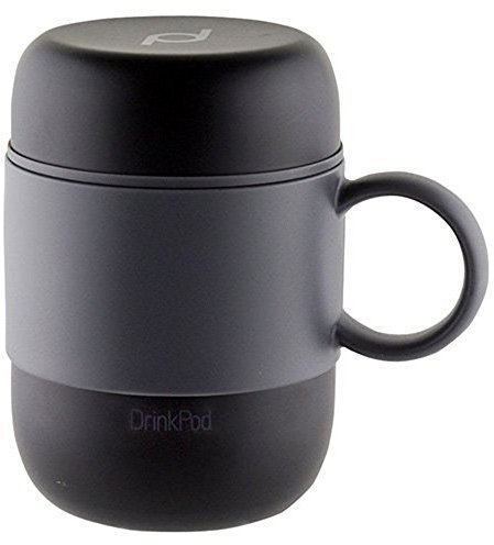 Pioneer DrinkPod mit Griff Isolierbecher aus Edelstahl 0,28 L Doppelwandig Thermobehälter 6 Stunden Heiß 24 Stunden Kühl Auslaufsicher BPA-Frei - Schwarz