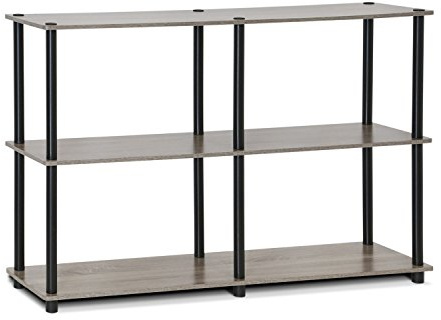 Furinno TURN-N-TUBE Storage Shelves, 3-Tier 47.4 Wide Book Shelf, Corner Shelf, Toolless Open Shelves, for Organization and Storage, Living Room, Garage, Home Office, French Oak