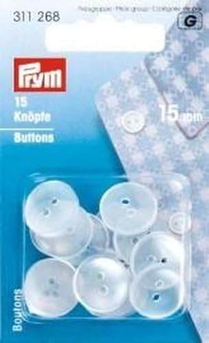 Prym 311268 Kittel-/Schlafanzugknöpfe KST 15 mm Perlmutt, Weiß