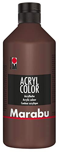 Marabu 12010075040 - Acryl Color mittelbraun 500 ml, cremige Acrylfarbe auf Wasserbasis, schnell trocknend, lichtecht, wasserfest, zum Auftragen mit Pinsel und Schwamm auf Leinwand, Papier und Holz