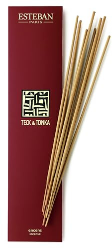 Esteban - Räucherstäbchen – Incense Sticks - 20 Stück, Natürliche Inhaltsstoffe, Wenig Rauch, Raumduft für Entspannung & Meditation - Handgefertigt mit natürlichen Inhaltsstoffen - Teakholz & Tonka
