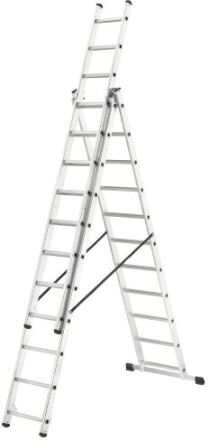 Hailo – Scala combinata in alluminio L680 3 pezzi 3 x 11 gradini, metallico, 1033 – 701
