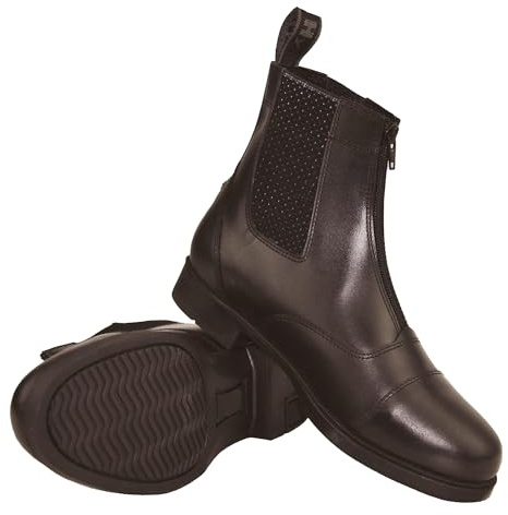 HY Canterbury Pantalon Jodhpur pour femme bottes courtes en cuir à fermeture Éclair pour adulte Tailles 6 Marron - Marron