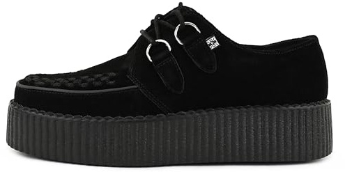 T.U.K. Leather Viva High Creeper - Scarpe da Uomo e Donna, Colore camoscio Nero, Taglia EU45, Daino Nero, 45 EU