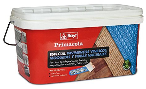 Rayt 555-23 Primacola C-15 Adhesivo acrílico Especial PVC, pavimentos vinílicos, moquetas, revestimientos Textiles y Fibras Naturales. SIN disolventes. Fácil aplicación con espátula, 5kg