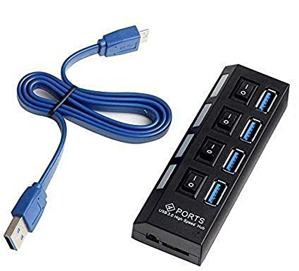 MMOBIEL Superspeed USB 3.0 4 Fach Port Hub Datenhub Verteiler mit Highspeed Modus mit Diagnose LED Anzeige