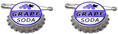 COLIBROX Set of 2 Replica ELLIE BADGE GRAPE SODA BOTTLECAP PIN! UP & Sticker Gift Bags Broach Costume Jewelry Badge Pin