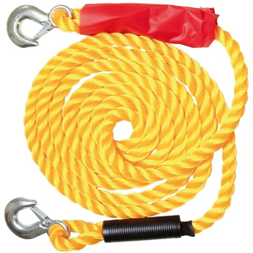 alca® Abschleppseil 4,0 m lang, 16 mm Seildurchmesser & 2500 kg Zuglast | für Autos, mit Warnflagge 2 Karabinerhaken