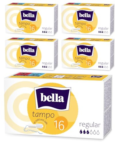 bella Tampo Tampons Regular: Regular-Tampons mit Easy-Twist-System, 5er Pack (5 x 16 Stück), perfekt für Anfängerinnen