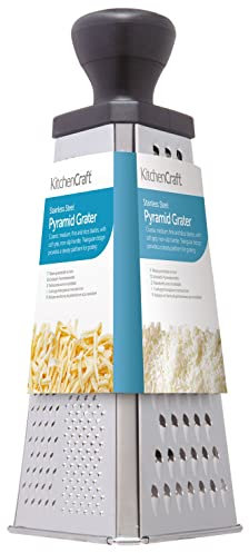 KitchenCraft Rallador de caja triangular grande de acero inoxidable, 26 cm (10), Plateado