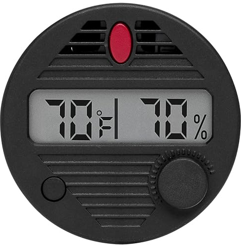 HygroSet II Round Adjustable Digital Hygrometer for Humidors with Easy Calibration & 10 Second Refresh Rate | Precision Temperature & Humidity Monitoring for Enthusiasts - Battery Included