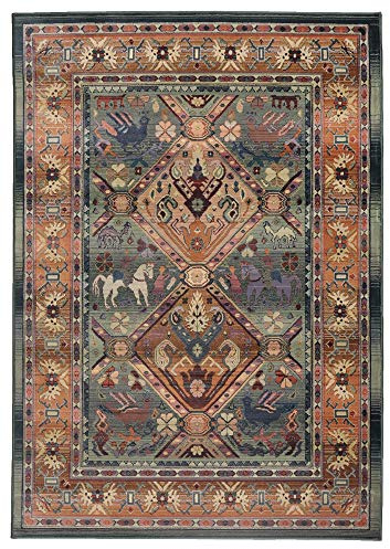 Theko Klassischer Orientteppich mit Vintage-Effekt | sehr robust und strapazierfähig | 68 x 135 cm; Farbe: Grün markenteppiche - Gabiro
