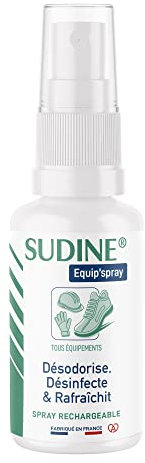 SORIFA - Sudine Equip’spray - Désodorise, désinfecte, rafraichit - Chaussures, casques, gants, équipements - Spray rechargeable – Sans gaz - Fabriqué en France - Spray 50 ml