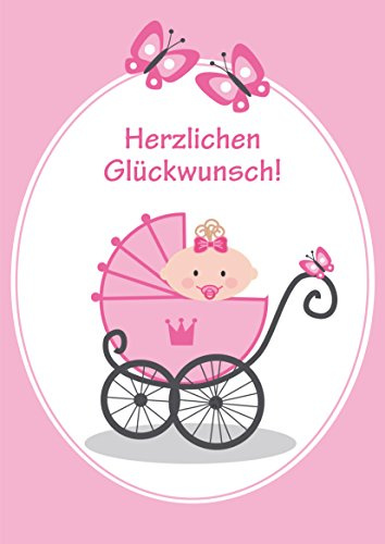 Edition Colibri Glückwunschkarte Geburt Mädchen XXL – Karte im Retro-Stil für Geburt und 1./2./3. Geburtstag mit Umschlag, A4