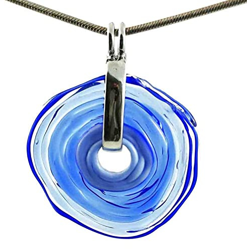 Elegante Kette mit einzigartigem Schmuckanhänger aus Murano-Glas/Glas-Wechsel-Schmuck/Unikat handmade/Personalisiertes Geschenk für Sie zum Jahrestag Geburtstag Muttertag (Blau)