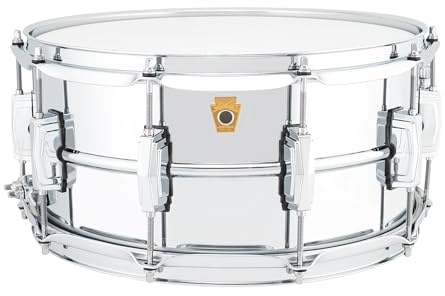 Ludwig LM402 Smooth Chrome Plated Aluminum 6.5 x 14 Inches Snare Drum with Imperial Lugs and Supra-Phonic Strainer