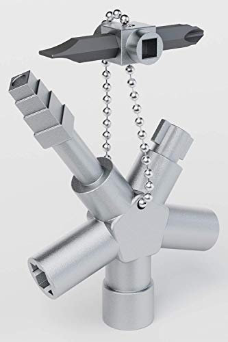 ABSINA Universalschlüssel mit 7 Profile - Dreikantschlüssel Vierkantschlüssel Schaltschrankschlüssel Vierkant Dreikant Bauschlüssel - Universal Schlüssel für gängige Schränke & Absperrsysteme