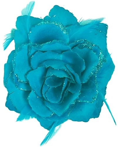 Türkisblaue Rose Haarspange Große Rose Fascinator Blume Haarspange Blau Haarschmuck Clips Elastische Hochzeit Haar Blume, 1pc