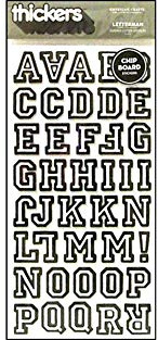 American Crafts Thickers Flocked Chipboard Letter Stickers, Letterman Black