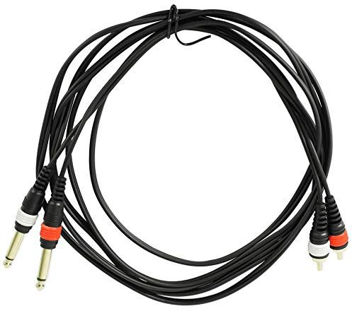 Rockville RMDPR10B 10ft Dual 1/4 TS to Dual RCA Cable 100% Copper, High-Fidelity Audio, Durable Build, Noise-Free Signal, for DJs and Home Audio