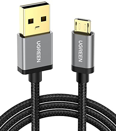 UGREEN Câble USB Micro USB Charge Rapide 18W 3A Nylon Tressé Câble Chargeur Compatible avec Manette PS 4 PS4 Pro PS4 Slim Xbox One Xbox One S (1M)