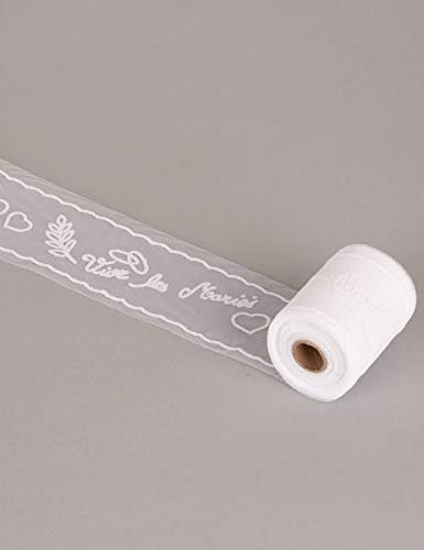 Tulle Vive les mariés 8 cm x 10 m-blanc