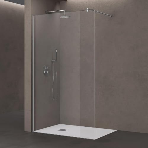 doporro Walk in Box Doccia 70 x 200 cm, Parete Doccia Fissa in Cristallo 8mm, Vetro Trasparente Temperato Rivestimento Nano, Regolabile con Stabilizzatore, Profilo Cromo - Bremen01k
