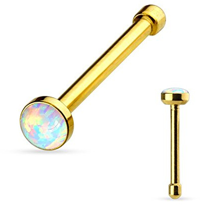 Paula & Fritz® Nasenpiercing-s Stecker Piercing-s Nase Rose-Gold Schwarz Nasen-Ring Nostril Spirale Nasenflügel Schmuck Chirurgenstahl Opal 0,8-mm 6-mm