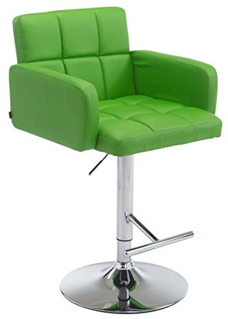 CLP Barhocker Los Angeles Kunstleder | Höhenverstellbarer Barstuhl Mit Drehbarem Sitz | Bistrohocker Mit Metallgestell Farbe grün Gestell Farbe Chrom
